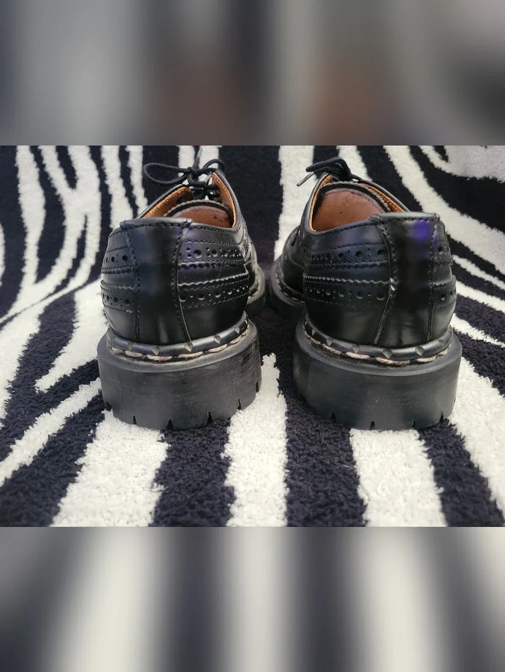 *RARE* Vintage 90s Gripfast MIE Black Leather Steel Toe Brogue Shoes UK 4/US W6